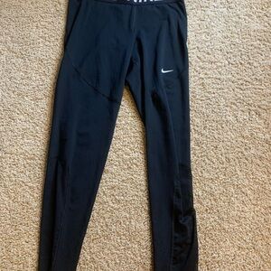 Nike Kids Black Leggings with White Logo